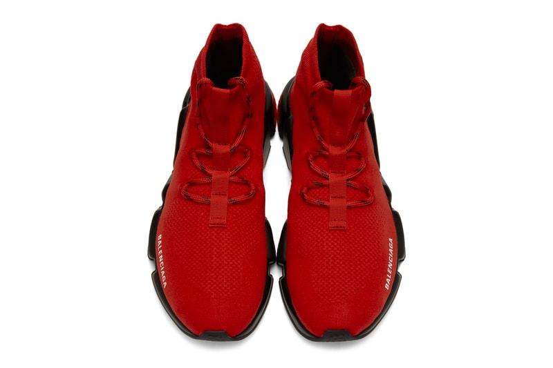 Balenciaga Speed Lace Up Sneakers Red Black Release Info 