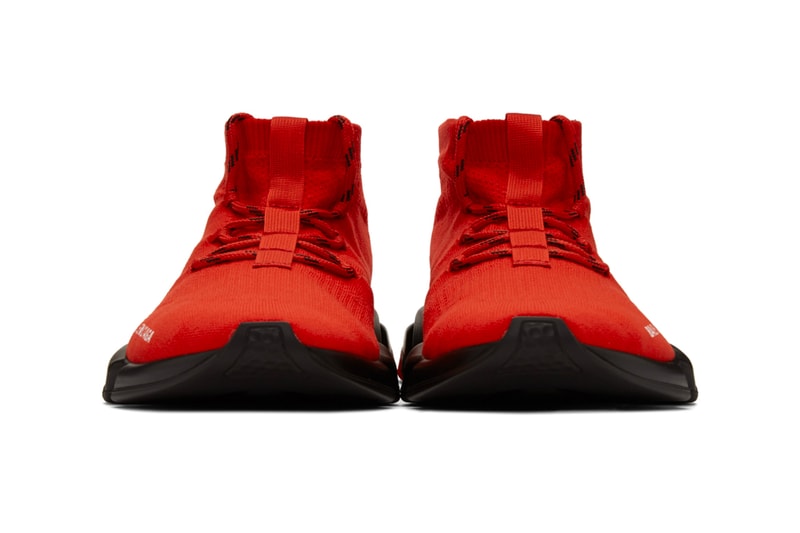 Balenciaga Speed Lace Up Sneakers Red Black Release Info 