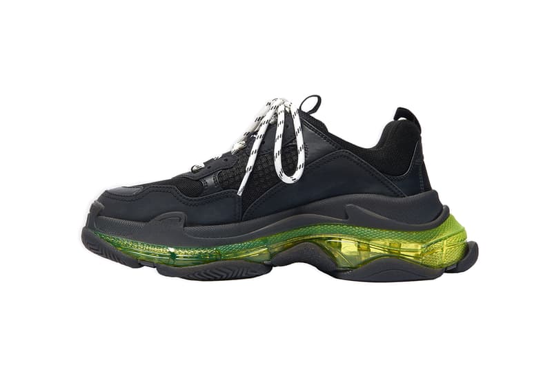 Balenciaga Triple-S Clear Sole Black Neon Yellow Sneaker Trainer Footwear Demna Gvasalia Chunky Vegan Leather-Free Technlogical Three Layers Unit