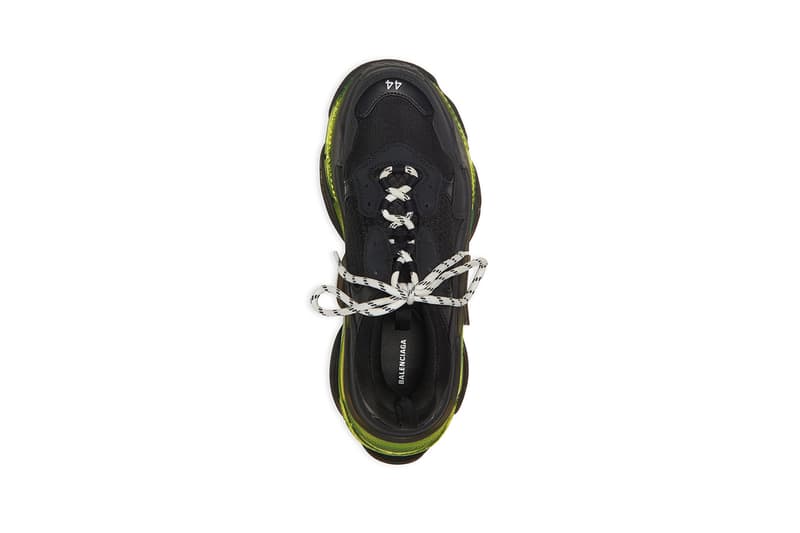 Balenciaga Triple-S Clear Sole Black Neon Yellow Sneaker Trainer Footwear Demna Gvasalia Chunky Vegan Leather-Free Technlogical Three Layers Unit