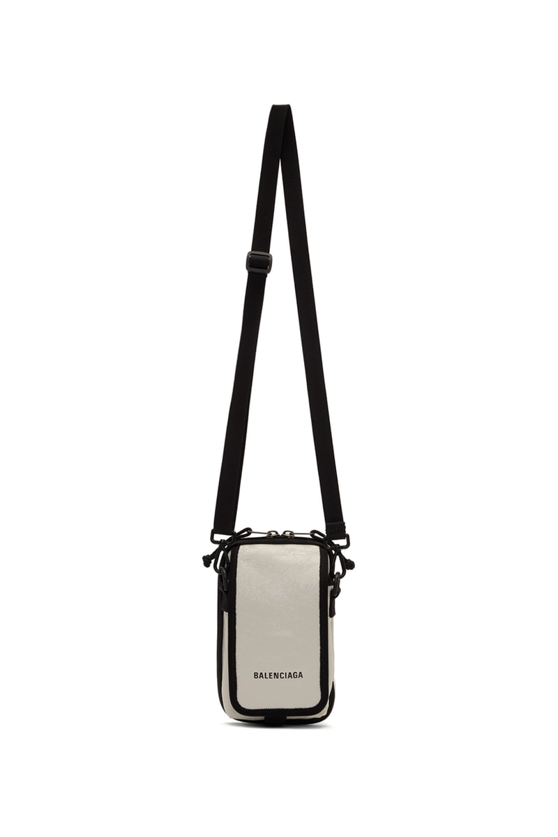 balenciaga white logo explorer pouch release fall winter 2019 white lambskin messenger bag antiqued silver tone hardware Demna Gvasalia FW19 SSENSE Carry Options Mini
