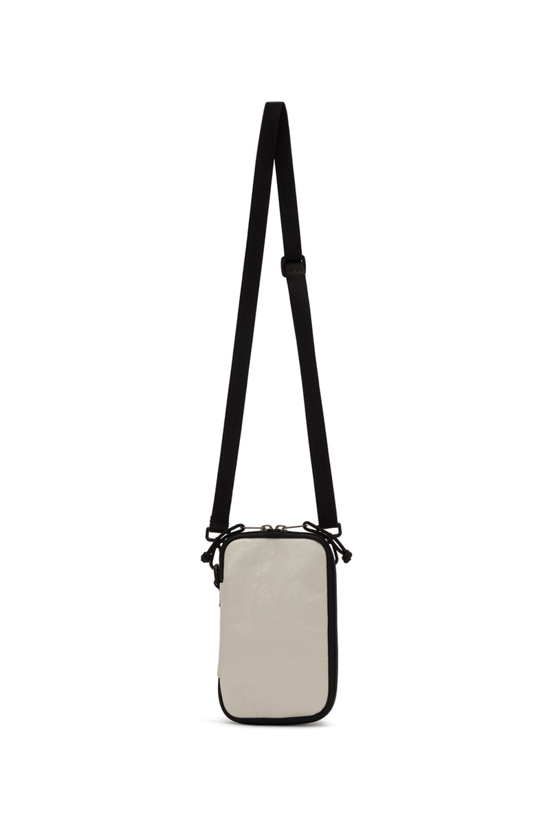 balenciaga white logo explorer pouch release fall winter 2019 white lambskin messenger bag antiqued silver tone hardware Demna Gvasalia FW19 SSENSE Carry Options Mini