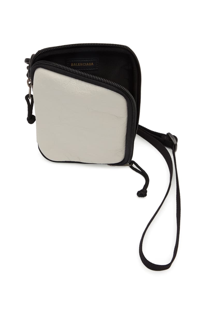 balenciaga white logo explorer pouch release fall winter 2019 white lambskin messenger bag antiqued silver tone hardware Demna Gvasalia FW19 SSENSE Carry Options Mini