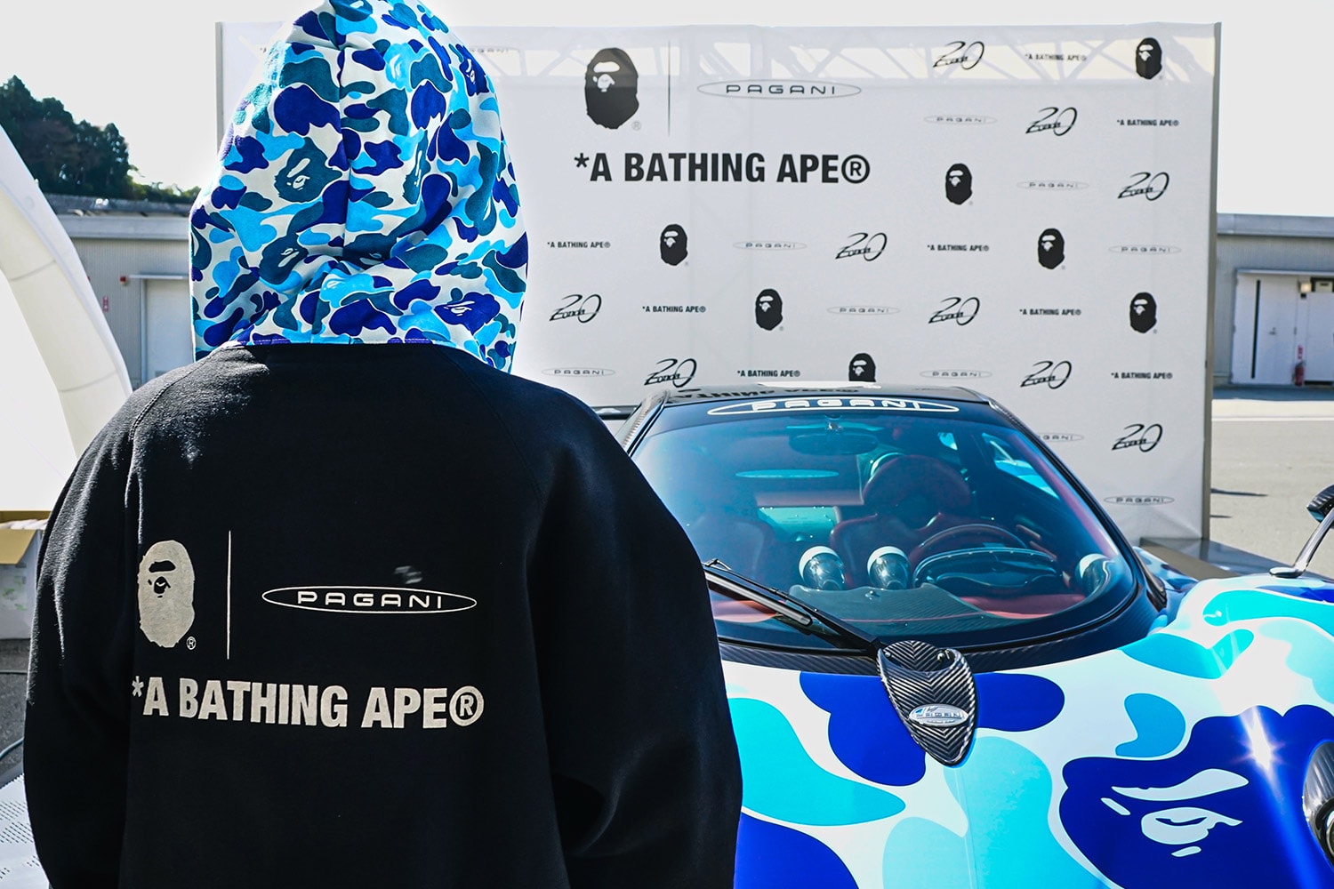 BAPE Pagani Capsule Collection Launch at Suzuka Circuit collaboration zonda 20th anniversary ape shall never kill ape luxury car speed Release info Date Buy T shirt hoodie baby milo