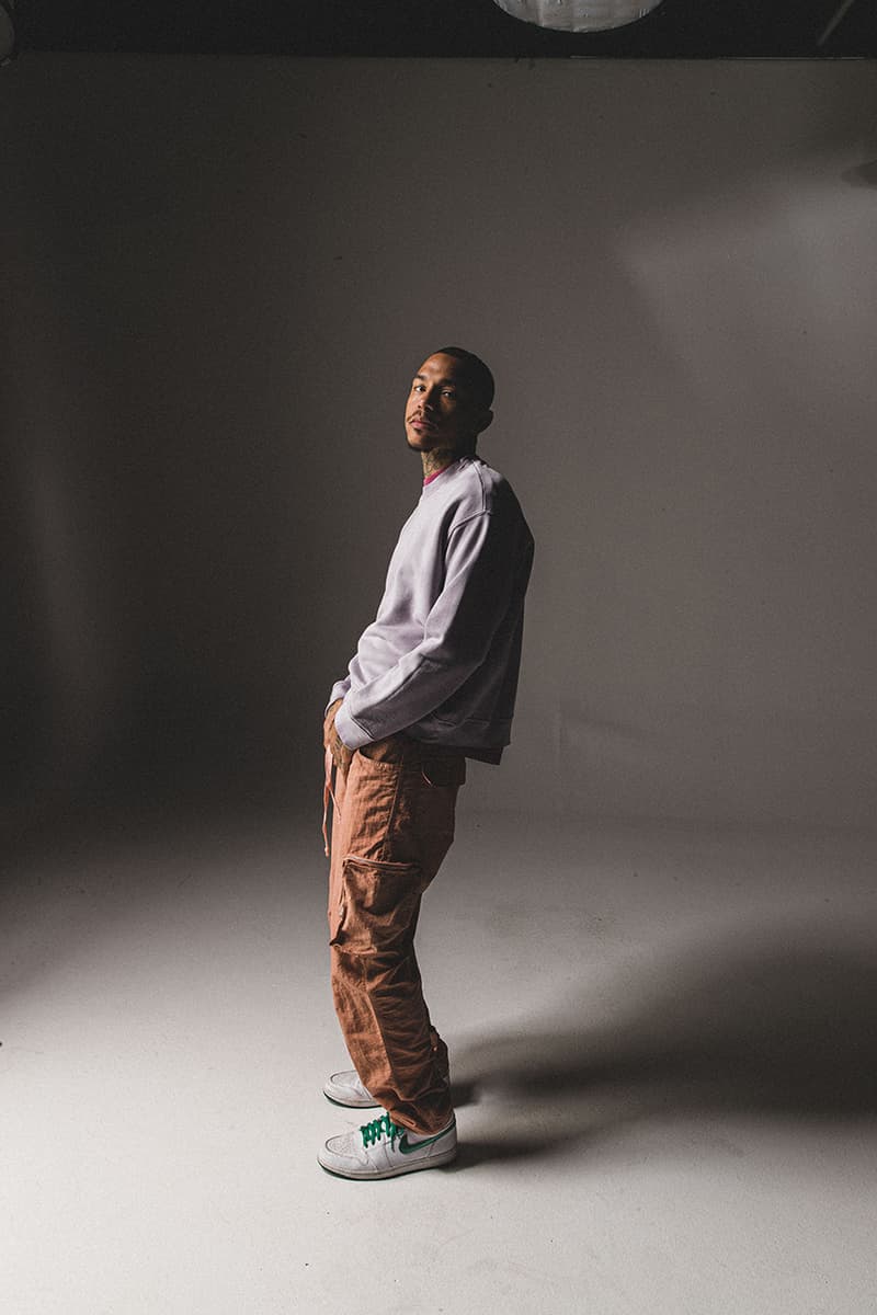 BARE KNUCKLES Collection Four Jacob Keller Cole McBride Lookbook Drop Release Information Closer Look Fashion Menswear Fall Winter 2019 FW19 Staples Outerwear Garments Padded Flannel Jacket Alpaca Knit Cardigan Repaired Overwash Jeans Overwash Raw Edge Flared Trouser Nylon Cargo Pants Crewneck Faded T-Shirt