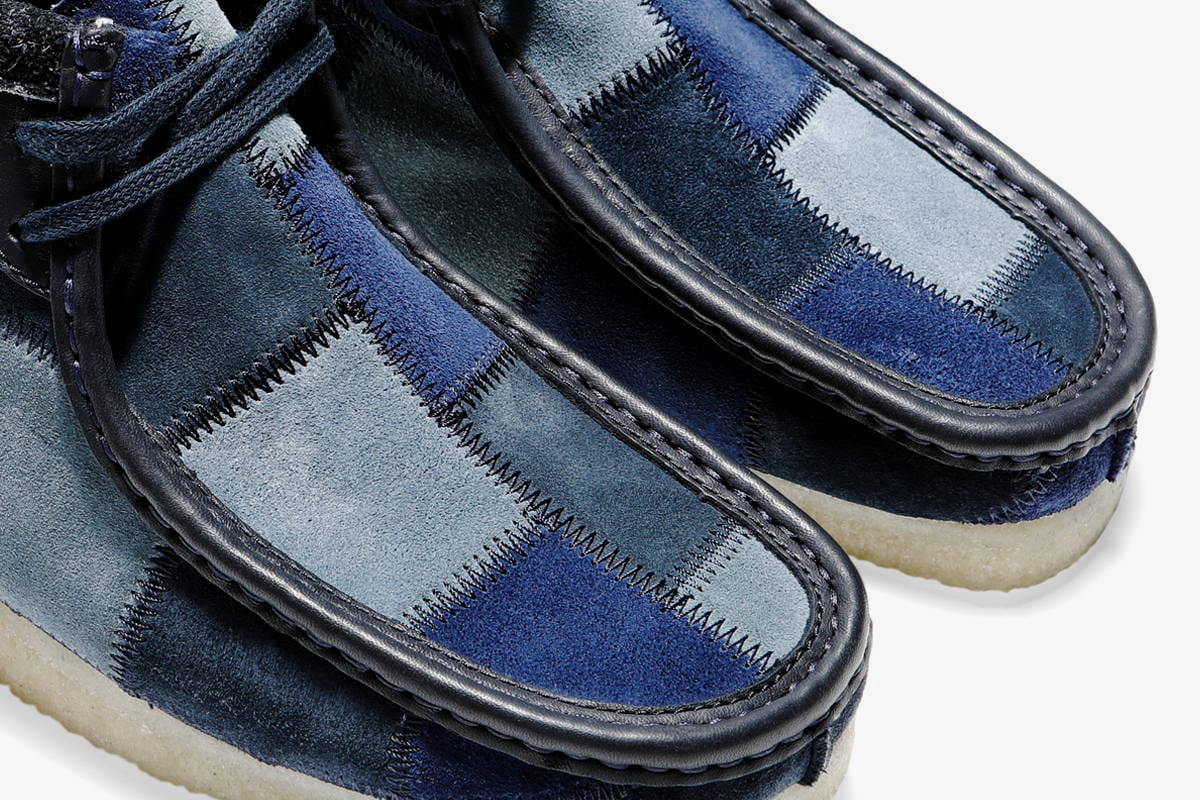blue leather clarks wallabees