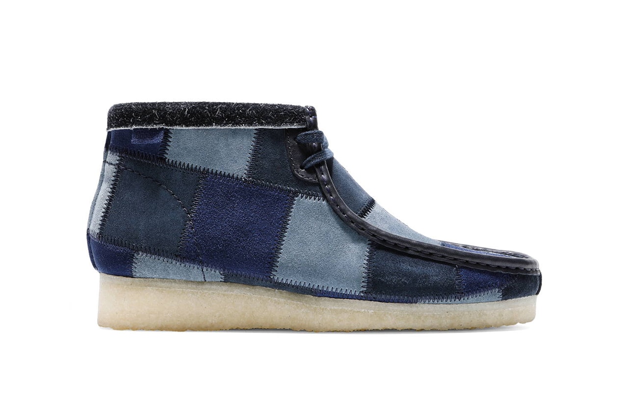 Bodega x Clarks Wallabee Patchwork FW19 Collaboration shoe footwear model fall winter 2019 quick strike release date info november 15 drop blue brown black boston los angeles qs dark wallabee chukka