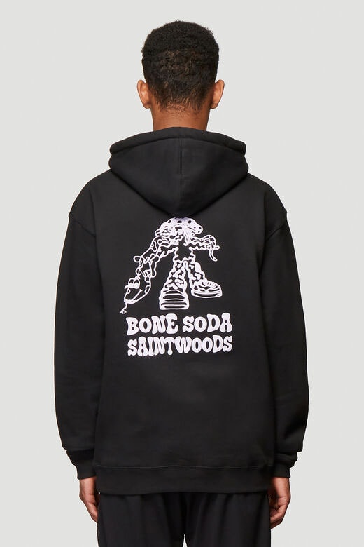 SAINTWOODS x Bone Soda Capsule Collection LN-CC The Beware Of Snakes Hooded Sweatshirt Black White Bumper Sticker Longsleeve Blue Tour T-Shirt Beige