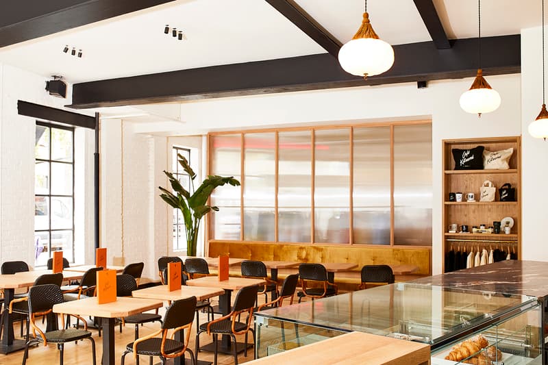 Maison Kitsuné Opens NYC Café Kitsuné Location parisian culture japanese paris japan Yuji Tani tbd architecture design interior west village tableware wood exposed brick coffee shop store
