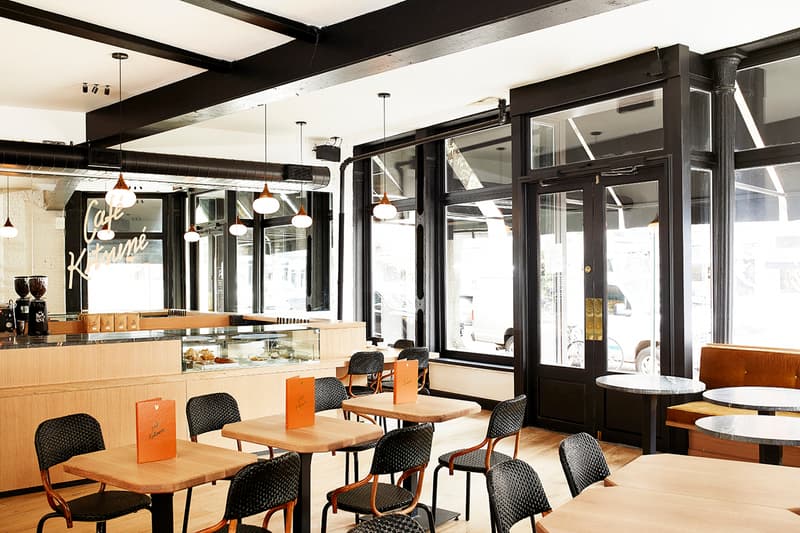 Maison Kitsuné Opens NYC Café Kitsuné Location parisian culture japanese paris japan Yuji Tani tbd architecture design interior west village tableware wood exposed brick coffee shop store