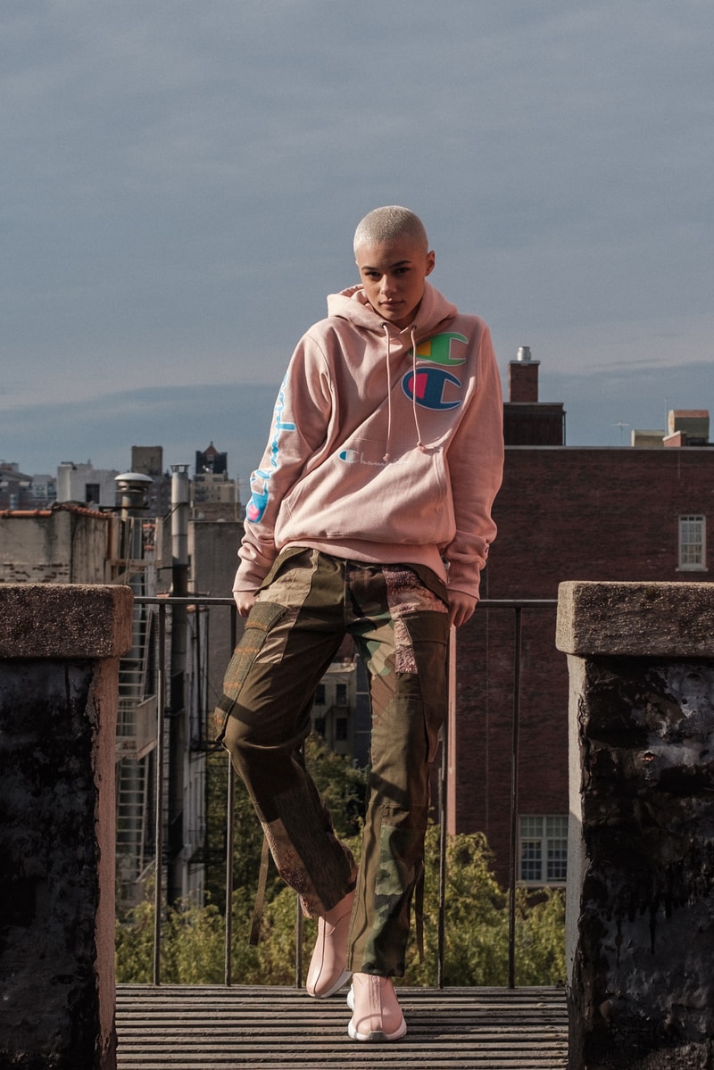 Champion Cyber Monday Capsule Collection Amazon Reverse Weave Crew 100 year anniversary on-trend prints heavily branded crewnecks/hoodies new innovative design styles tech-forward garments high-vis coloring ombre hued color options crewnecks sweatshirts hoodies