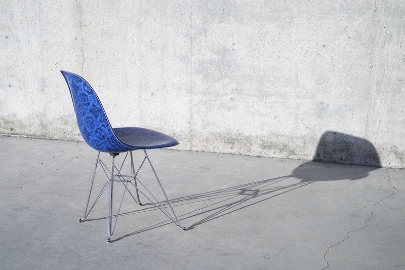 CLOT Modernica Fiberglass Side Shell Eiffel Chair Royale University Blue Silk Release Info Date Buy Edison Chen Kevin Poon Kpee