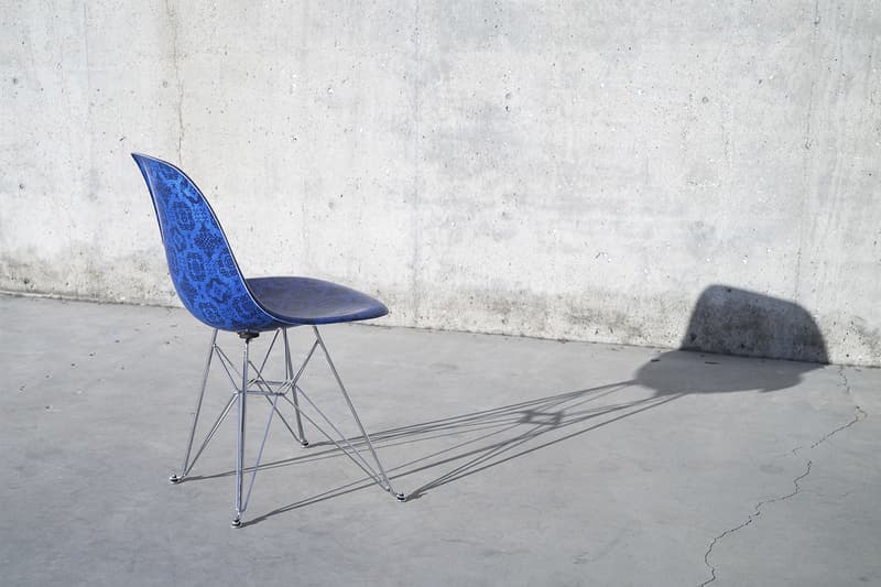 CLOT Modernica Fiberglass Side Shell Eiffel Chair Royale University Blue Silk Release Info Date Buy Edison Chen Kevin Poon Kpee