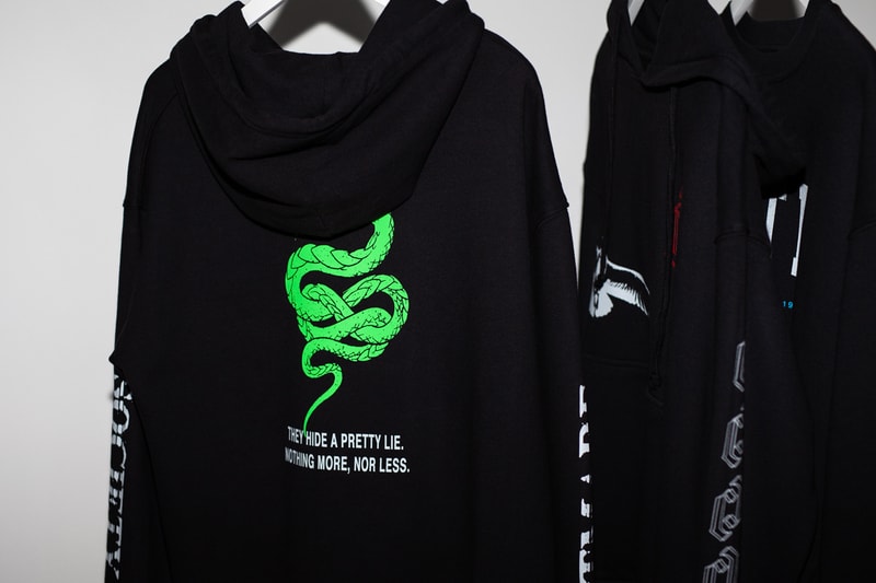 coutie vans old skool nightmare society sneakers collaboration release november 2019 black suede upper green sidestripe snake logo print 