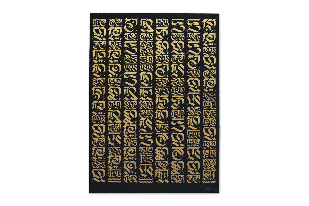 Cryptik 'The Divine Letter' Lithograph Print Them All Release Black Gray White Gold Light Gold Silver Rumi 