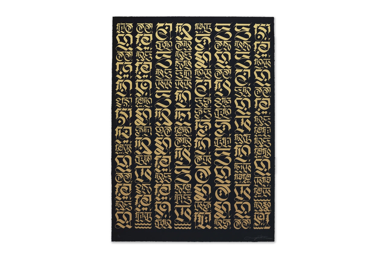 Cryptik 'The Divine Letter' Lithograph Print Them All Release Black Gray White Gold Light Gold Silver Rumi 