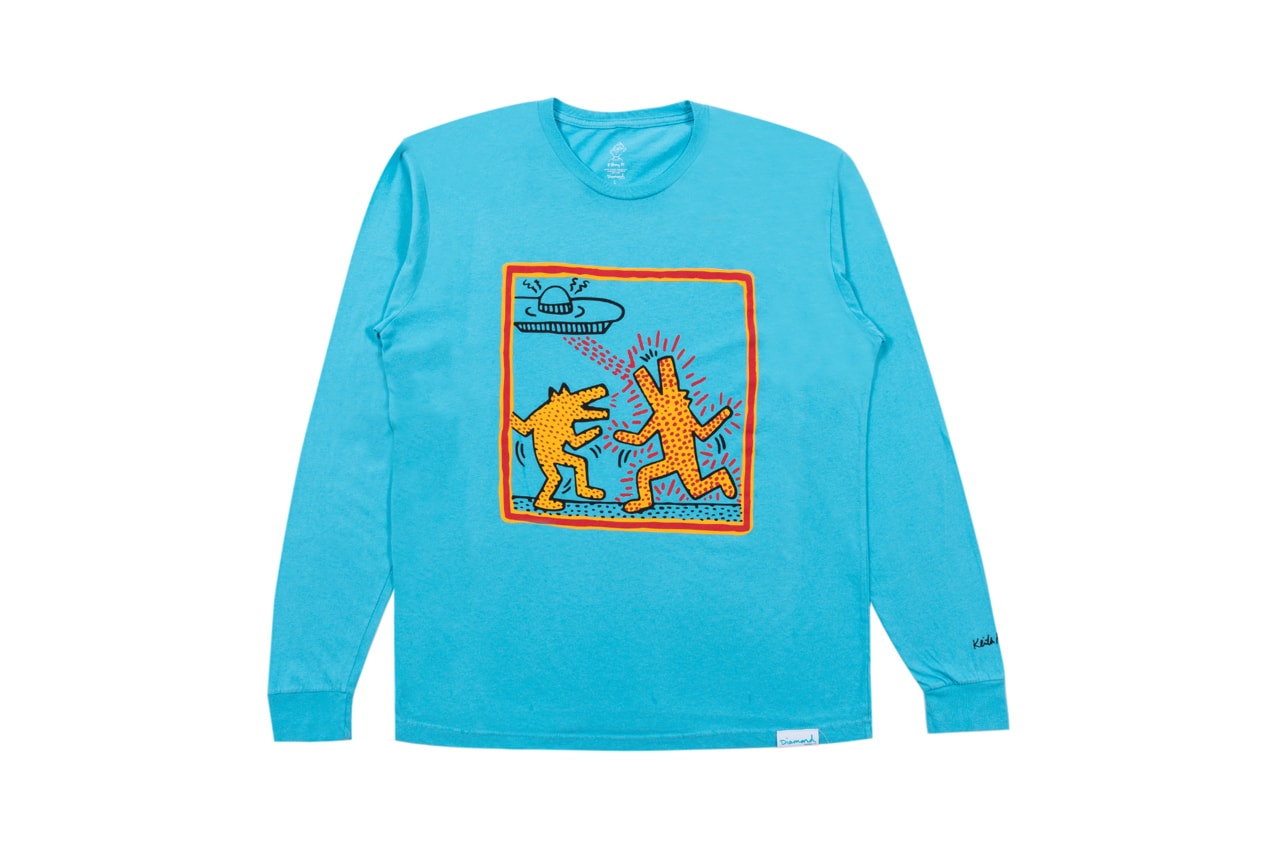 Keith Haring x Diamond Supply Co. Collection Info T-shirts Hoodies Long Sleeves Shorts Hats Sweatpants Wool Jackets Denim Jackets Dancing Figures Radiating Baby Barking Dog Three-Eyed Monster