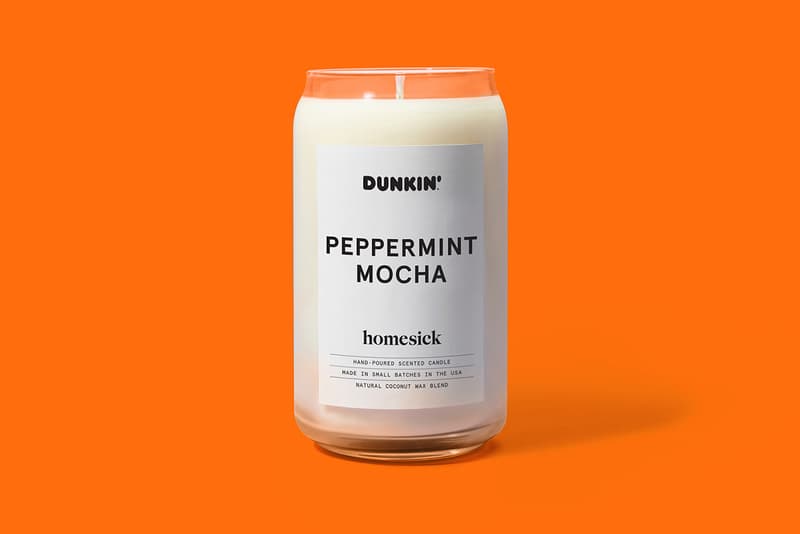 Dunkin' Donuts x Homesick Candle Range Donut Scent Peppermint Mocha Original Blend Coffee Old Fashioned Glazed American US Smells Homeware Natural Coconut Wax Presents Winter Fall Christmas Thanks Giving Season