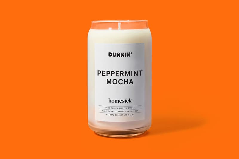 Dunkin' Donuts x Homesick Candle Range Donut Scent Peppermint Mocha Original Blend Coffee Old Fashioned Glazed American US Smells Homeware Natural Coconut Wax Presents Winter Fall Christmas Thanks Giving Season