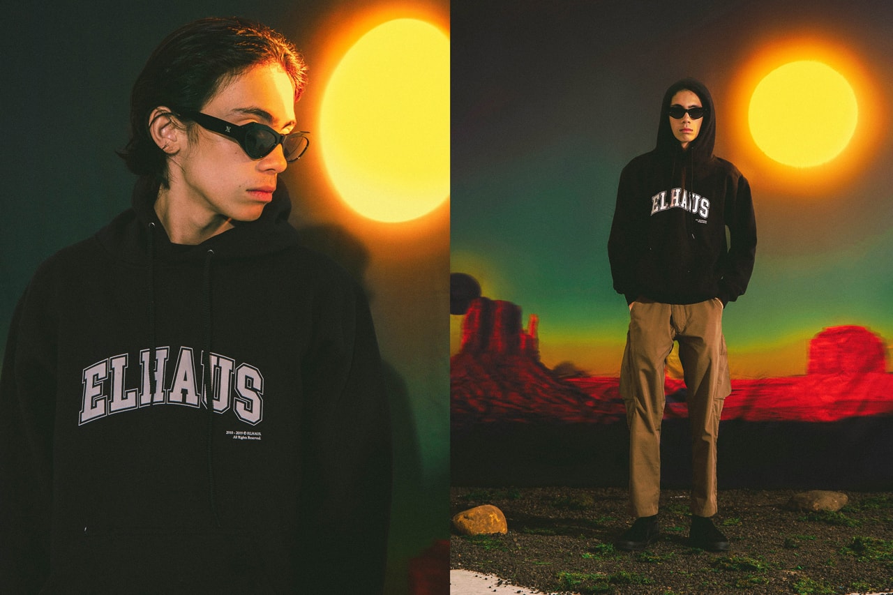 Elhaus Fall/Winter 2019 Lookbook Collection Long Sleeves T-shirts Shirts Jackets Utility Vagabond Pants Hats Cowboys Indians Stripes Hoodies Green Black Blue Brown Pink White