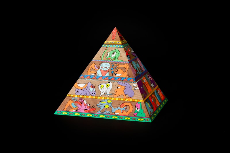 Erik Parker 'WOKE' Painted Wood Sculpture AllRightsReserved Pyramid Psychedelic Heads 