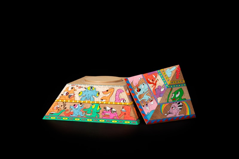 Erik Parker 'WOKE' Painted Wood Sculpture AllRightsReserved Pyramid Psychedelic Heads 