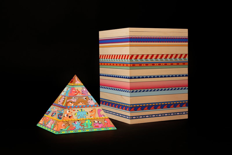 Erik Parker 'WOKE' Painted Wood Sculpture AllRightsReserved Pyramid Psychedelic Heads 