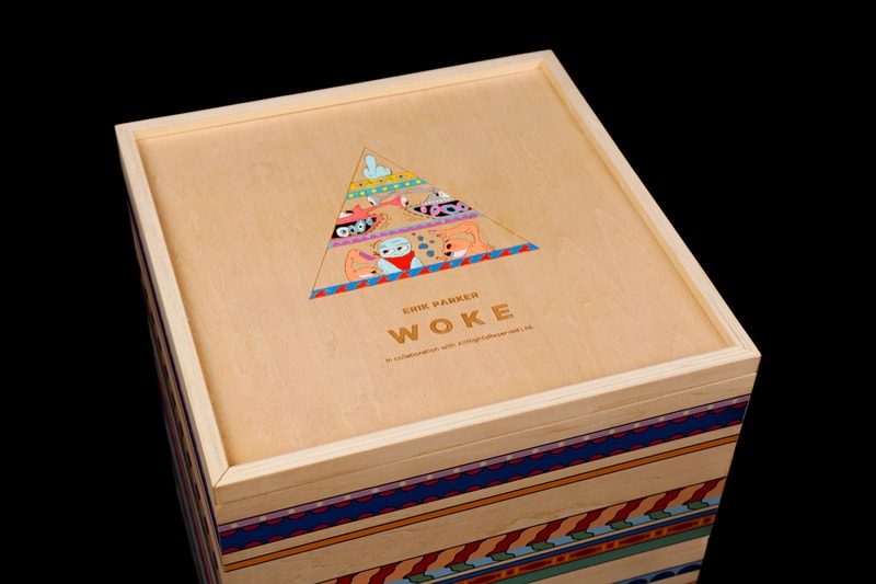 Erik Parker 'WOKE' Painted Wood Sculpture AllRightsReserved Pyramid Psychedelic Heads 