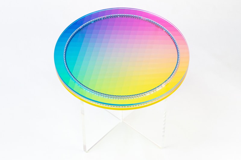 Subtractive Variability Circular Side Table 2 Felipe Pantone Configurable Art furniture acrylic transparent uv paint customizable design 