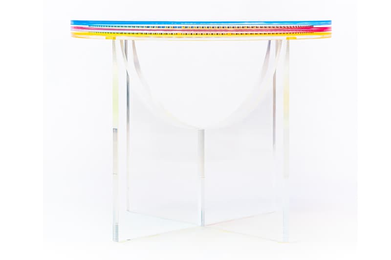 Subtractive Variability Circular Side Table 2 Felipe Pantone Configurable Art furniture acrylic transparent uv paint customizable design