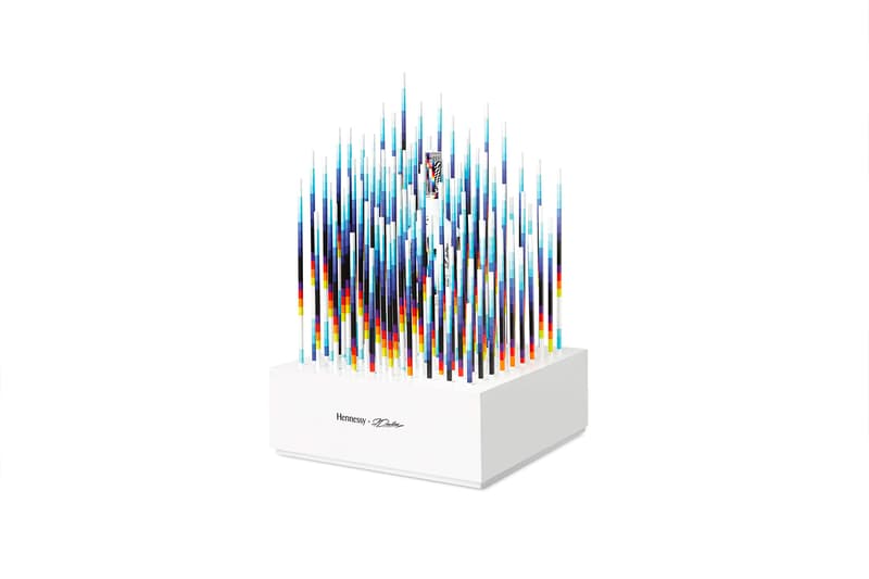 Felipe Pantone x Hennessy Collector's Edition Bottle Release sculptures