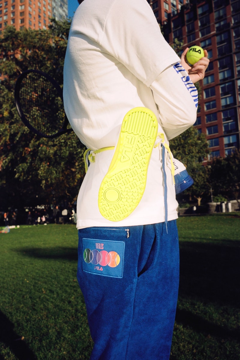 VFILES x FILA Capsule Collection for Greenhouse Sneakers Tennis 88 Green Blue Pink Yellow Dresses Tracksuits Sweatshirts Long sleeves Cropped Tees Shorts