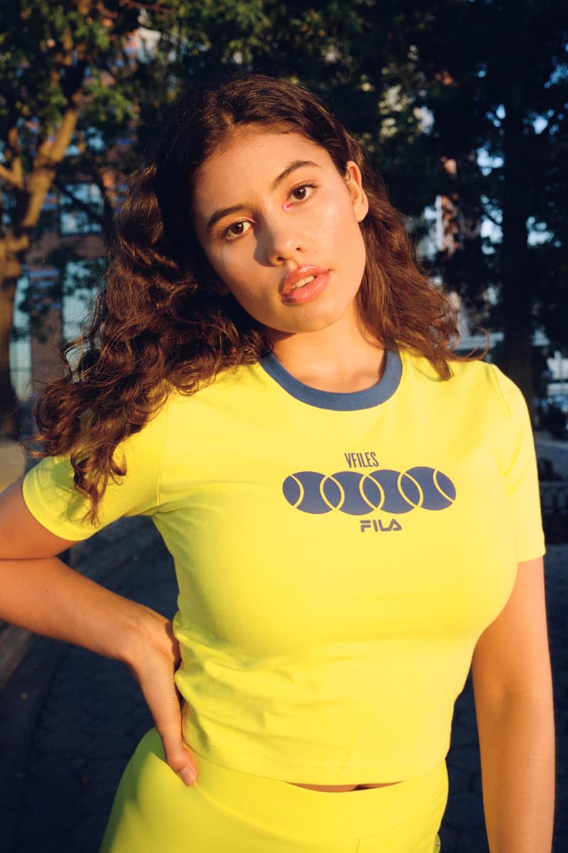 VFILES x FILA Capsule Collection for Greenhouse Sneakers Tennis 88 Green Blue Pink Yellow Dresses Tracksuits Sweatshirts Long sleeves Cropped Tees Shorts