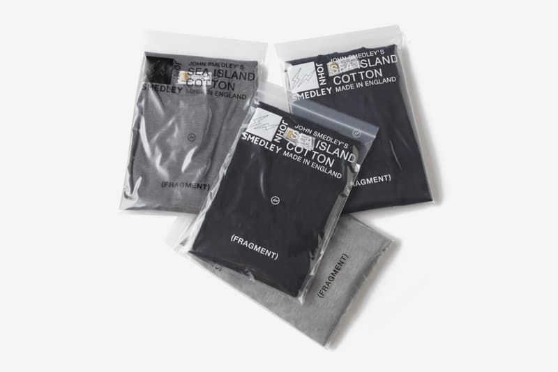 fragment design John Smedley Crewneck essentials sweaters long sleeves pullovers shirts made in england sea island wear thunderbolts logo packaging ginza hiroshi fujiwara