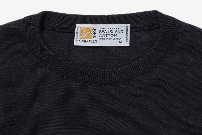 fragment design John Smedley Crewneck essentials sweaters long sleeves pullovers shirts made in england sea island wear thunderbolts logo packaging ginza hiroshi fujiwara