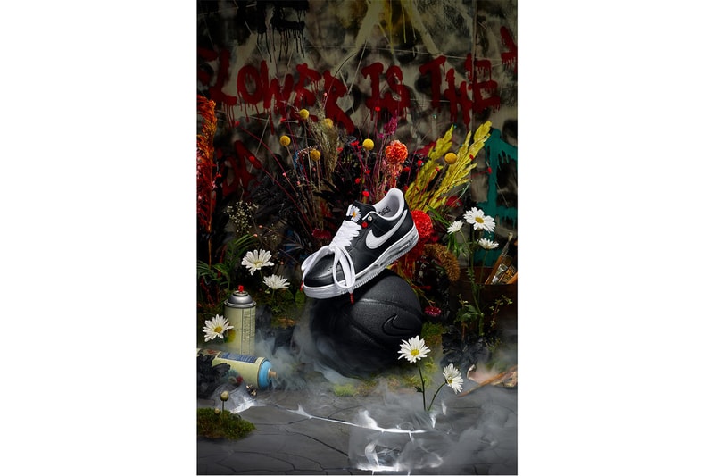 G-Dragon PEACEMINUSONE Nike Air Force 1 Para Noise Official Look Release info Date Buy black White Flowers Where Big Bang Military Friends and Family Dr woo