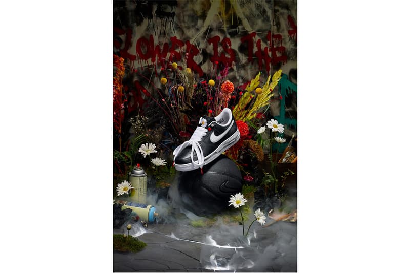 G-Dragon PEACEMINUSONE Nike Air Force 1 Para Noise Official Look Release info Date Buy black White Flowers Where Big Bang Military Friends and Family Dr woo
