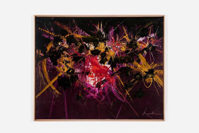 Georges Mathieu Exhibition Perrotin Hong Kong Paintings Lyrical Abstraction Red Blue Purple Yellow Black