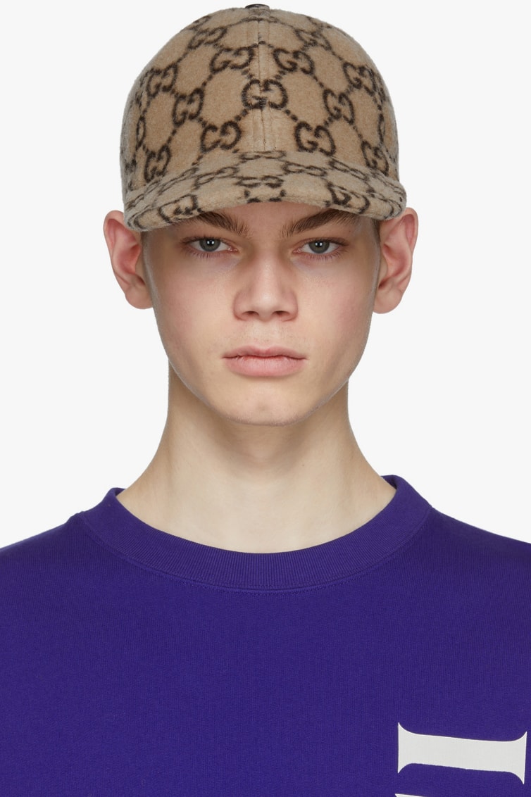 Gucci Cruise 2020 Beige Wool GG Beanie Baseball Cap Visor SSENSE First Look New Season Hats Winter Headwear Warm Alessandro Michele Gift Guide Presents Luxury Fashion Menswear Italy