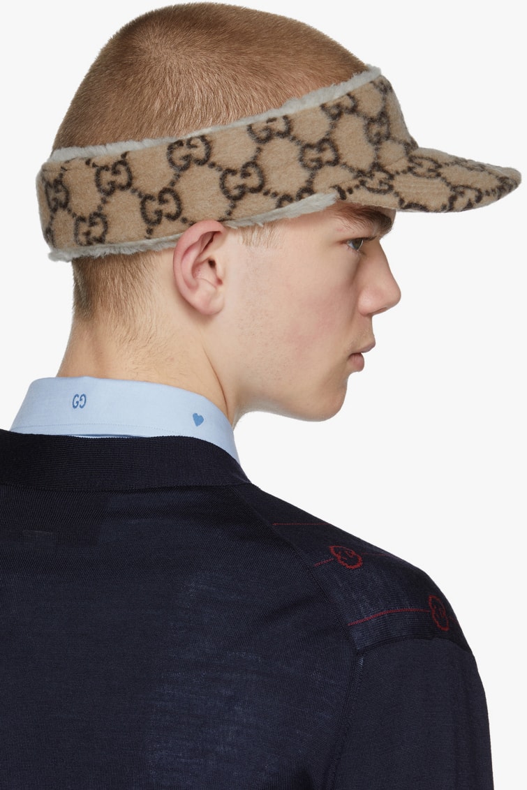 Gucci Cruise 2020 Beige Wool GG Beanie Baseball Cap Visor SSENSE First Look New Season Hats Winter Headwear Warm Alessandro Michele Gift Guide Presents Luxury Fashion Menswear Italy