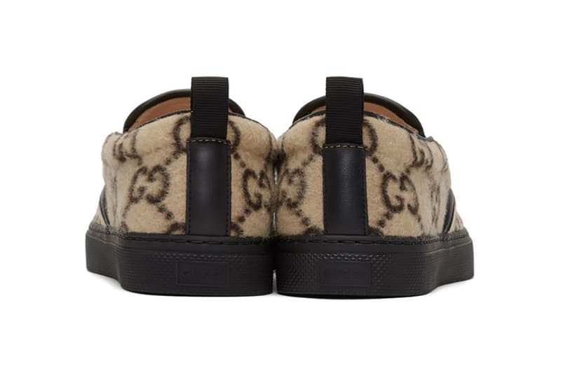Gucci Dublin Sneakers "Beige Wool GG" Alessandro Michele Release Information Slip On Trainer Footwear Italy Fall Winter 2019 FW19 Cozy Cruise 2020 SSENSE Cop Online Buy