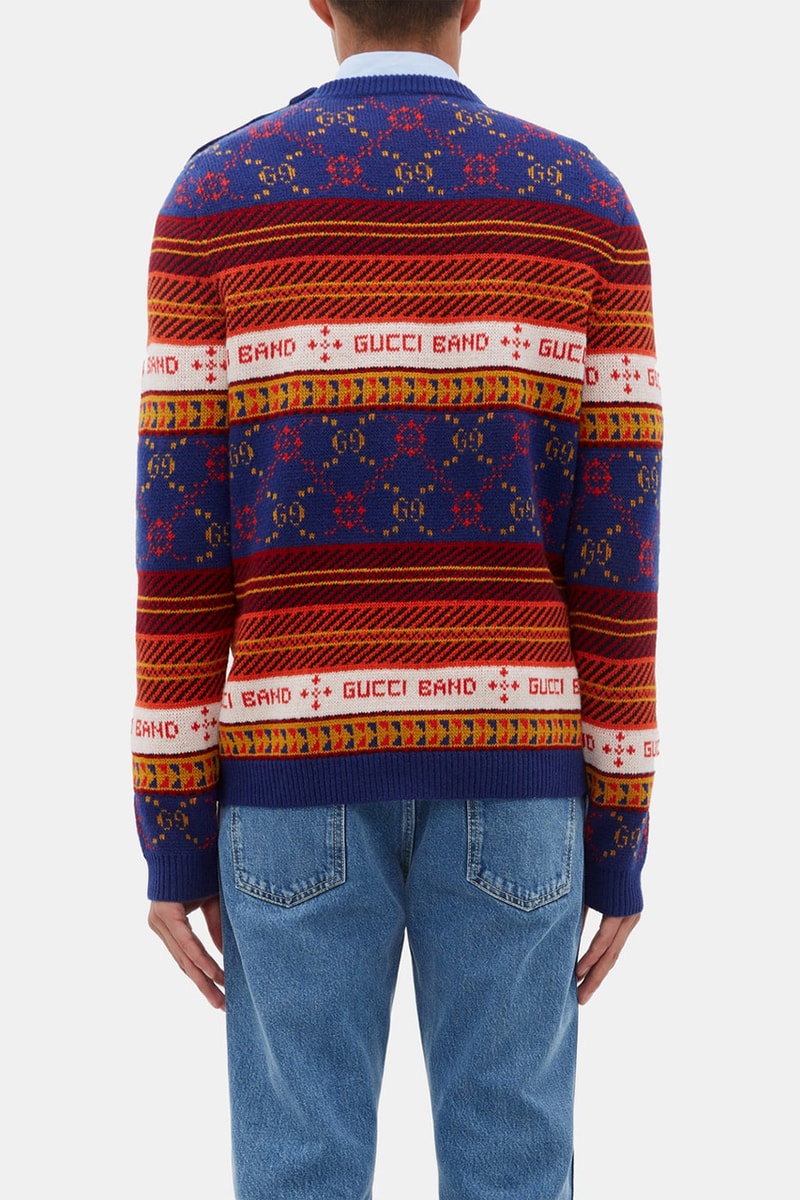 Gucci GG-Jacquard Wool Sweater Christmas Jumper Xmas Gift Clothing Christmassy Fall Winter 2019 FW19 Alessandro Michele MATCHESFASHION.COM Bang Slogan Logo Knitwear