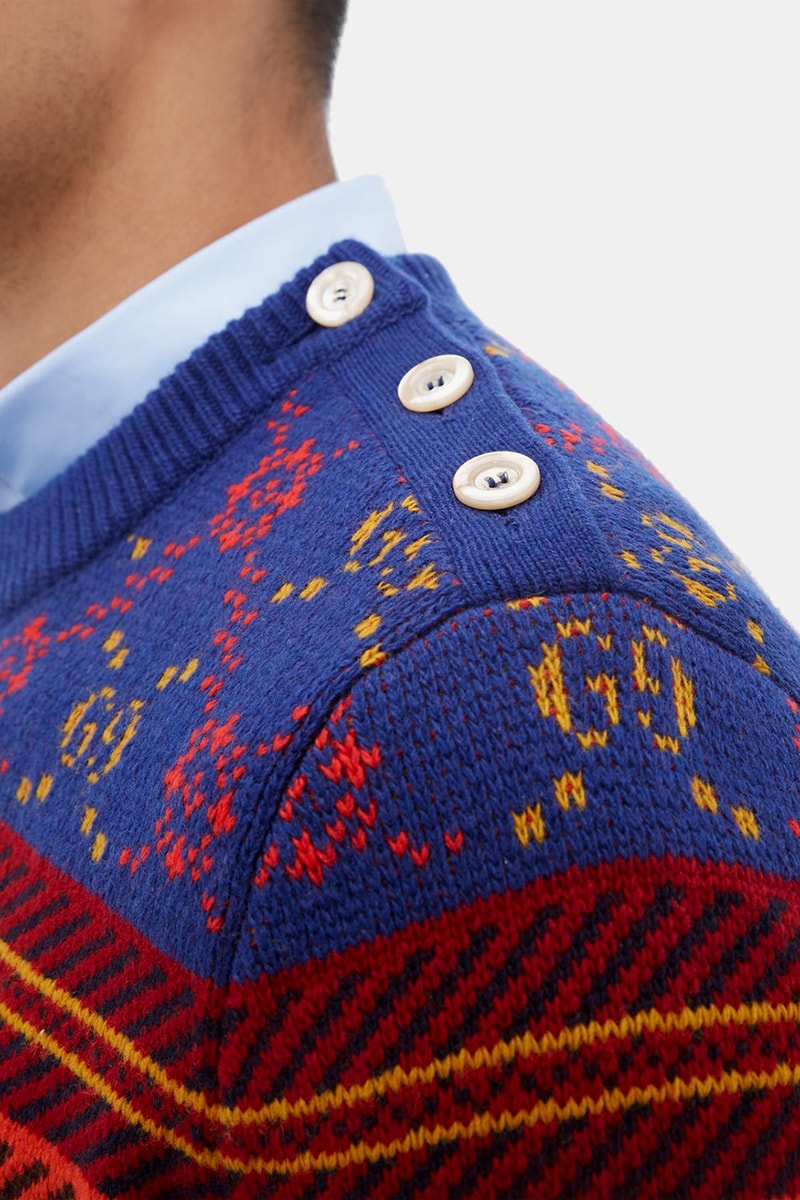 Gucci GG-Jacquard Wool Sweater Christmas Jumper Xmas Gift Clothing Christmassy Fall Winter 2019 FW19 Alessandro Michele MATCHESFASHION.COM Bang Slogan Logo Knitwear