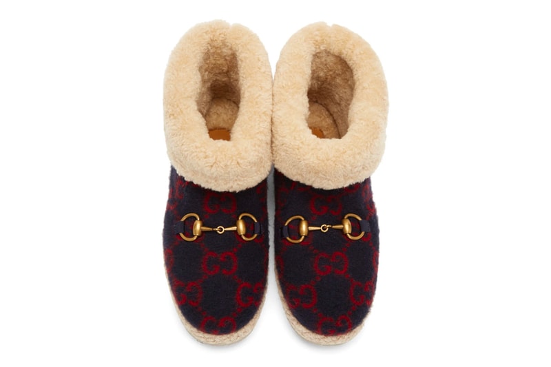 Gucci Navy Wool Fria Boots Release  GG Italian footwear boots shoes luxury wool sheep cozy warm winter monogram 