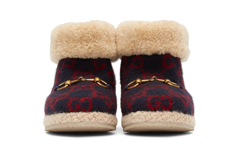 Gucci Navy Wool Fria Boots Release  GG Italian footwear boots shoes luxury wool sheep cozy warm winter monogram 