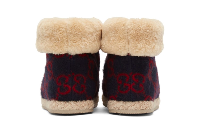 Gucci Navy Wool Fria Boots Release  GG Italian footwear boots shoes luxury wool sheep cozy warm winter monogram 