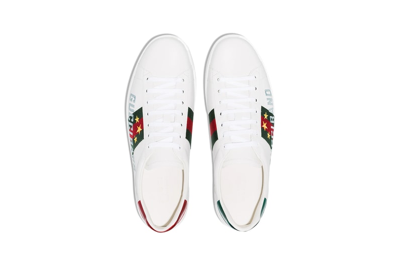 gucci band white ace leather sneakers star stripes embroidery release fall 2019 