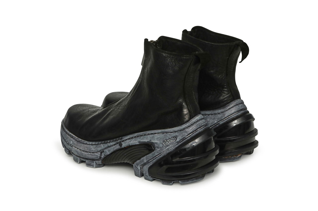 guidi 1017 alyx 9sm matthew m williams front zip boot with vibram sole italy handmade vegetable tanned leather black yellow white release fall 2019 