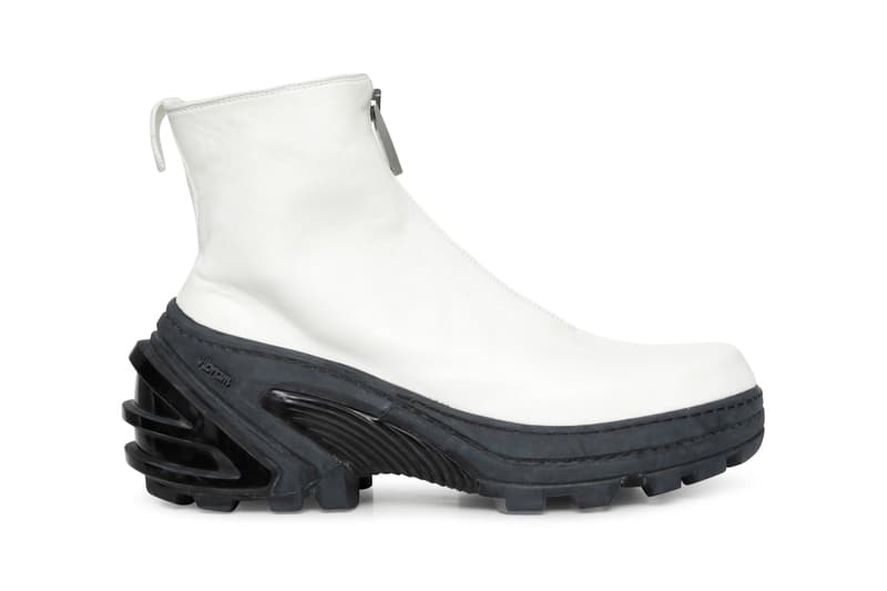 guidi 1017 alyx 9sm matthew m williams front zip boot with vibram sole italy handmade vegetable tanned leather black yellow white release fall 2019