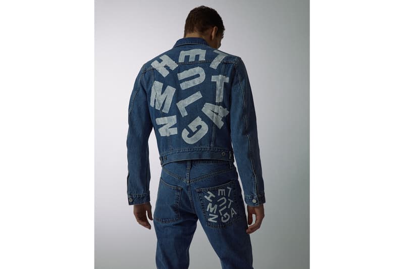Marc Hundley Helmut Lang Capsule Collection Info Short Sleeve T-shirt Hooded Sweatshirt Stenciled Jeans Trucker Jacket Denim White Black